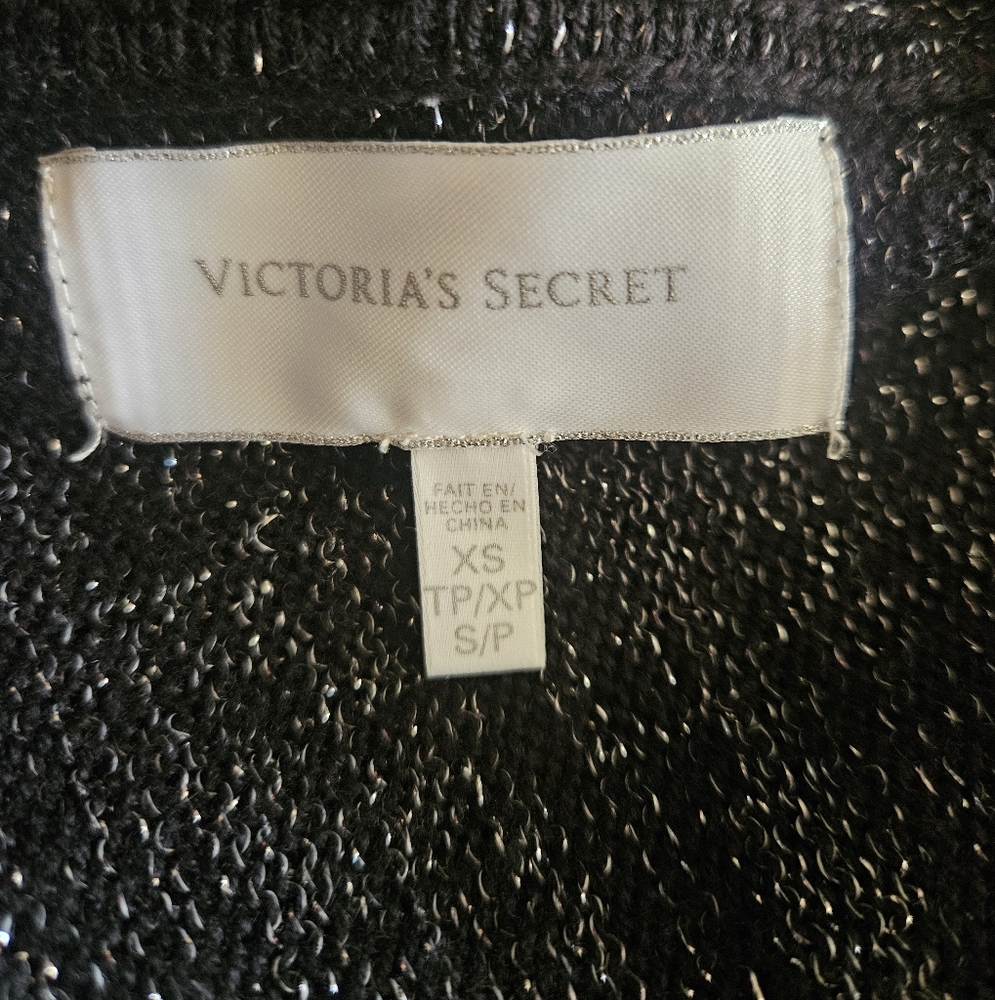 Victoria's Secret Y2K Black/ Metallic Cinch Waist Zip- Up Hoodie Size S - Picture 4 of 9